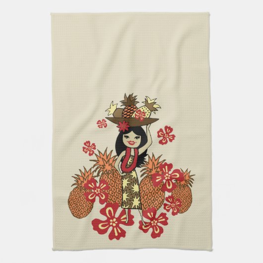 Pineapple Luau Hawaiian Kitchen Towel Theedoek (Verticaal)