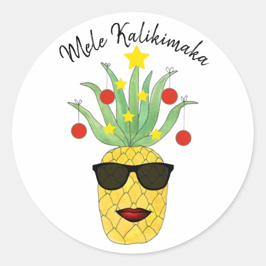 Pineapple Mele Kalikimaka Ronde Sticker (Voorkant)