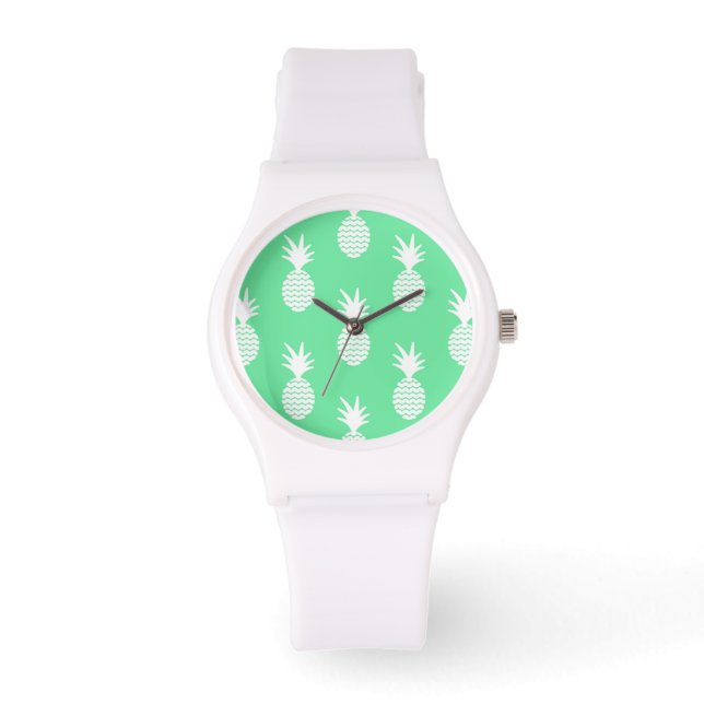Pineapple Mint Pattern Horloge (Voorkant)