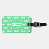 Pineapple Mint Pattern | Monogram Bagagelabel (Voorkant horizontaal)