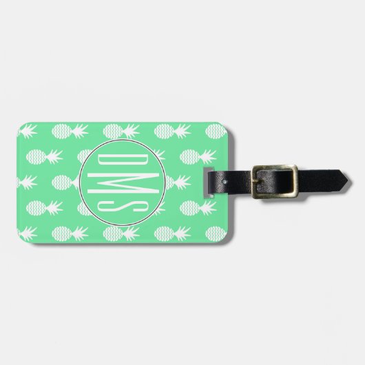 Pineapple Mint Pattern | Monogram Bagagelabel (Voorkant horizontaal)
