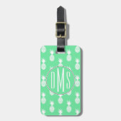 Pineapple Mint Pattern | Monogram Bagagelabel (Voorkant verticaal)
