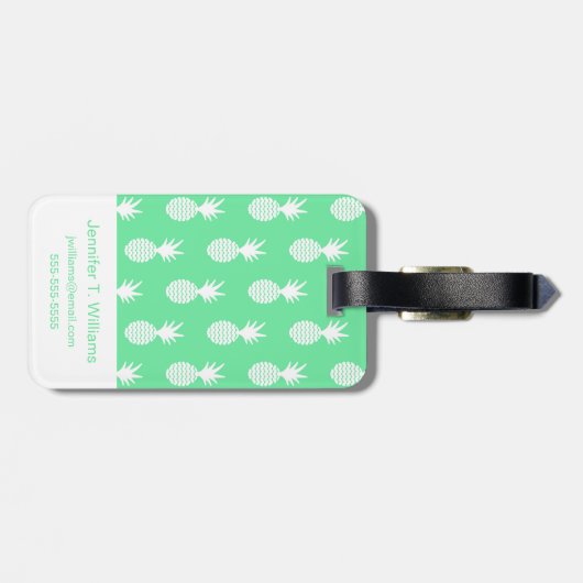 Pineapple Mint Pattern | Monogram Bagagelabel (Achterkant horizontaal)