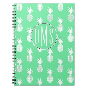 Pineapple Mint Pattern   Monogram Notitieboek