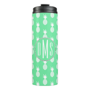 Pineapple Mint Pattern   Monogram Thermosbeker