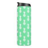 Pineapple Mint Pattern | Monogram Thermosbeker (Geroteerd rechts)