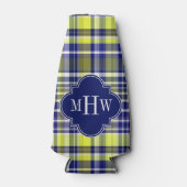 Pineapple Navy Blue White Preppy Madras Monogram Flesjeskoeler (Voorkant)