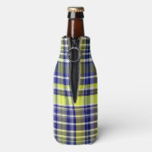 Pineapple Navy Blue White Preppy Madras Monogram Flesjeskoeler (Fles Achterkant)
