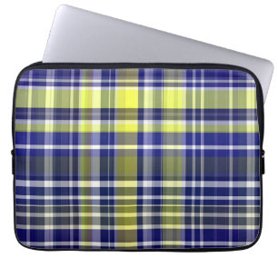 Pineapple Navy Blue White Preppy Madras Pset Laptop Sleeve