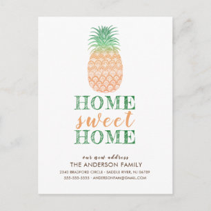 Pineapple Nieuw Adres Aankondiging Post Kaart