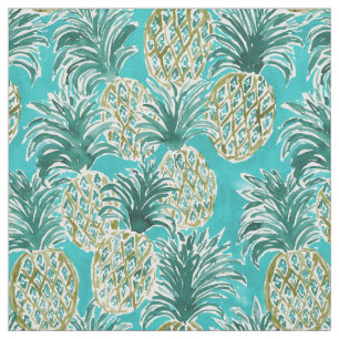 PINEAPPLE O'CLOCK Tropical Whimsical Waterverf Stof