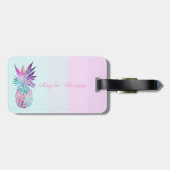Pineapple Ombre Striped Monogram-Gepersonaliseerd Bagagelabel (Achterkant horizontaal)