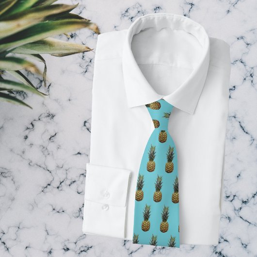 Pineapple Pattern Robin Egg Blue Tropical Tiki Str Stropdas
