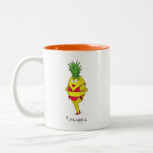 Pineapple Pin-up Girl Funny Fruit Tweekleurige Koffiemok