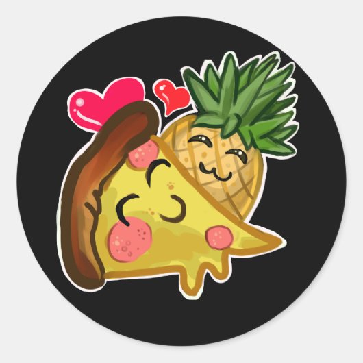 Pineapple Pizza Love Ronde Sticker (Voorkant)
