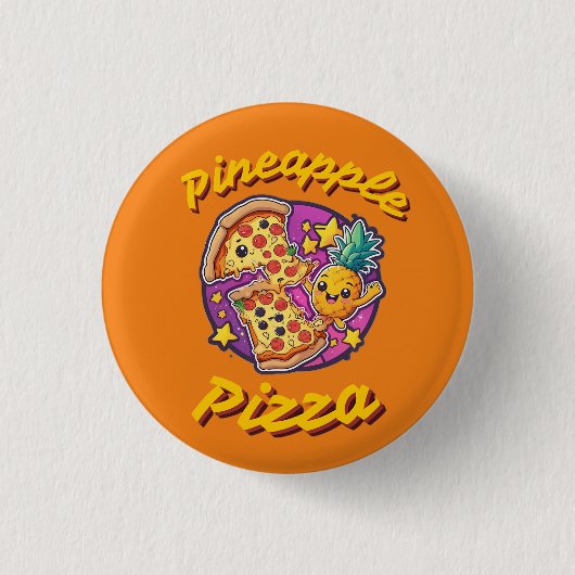 Pineapple Pizza Ronde Button 3,2 Cm (Voorkant)