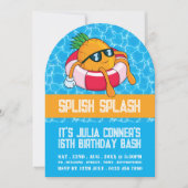 Pineapple Pool Float, Pool Party Verjaardag Kaart (Voorkant)