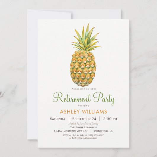 Pineapple Retirement Party Uitnodiging (Voorkant)
