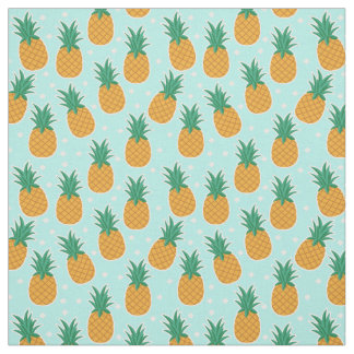 Pineapple Summer Aqua Polka Dot Fabric Stof