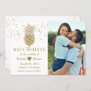 Pineapple Sweet Gold Photo Save the Date Kaart