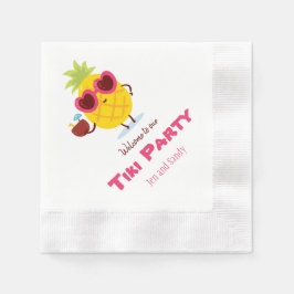 Pineapple Tiki Party Personalized Napkins Luau Servet