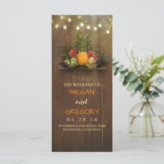 Pineapple Tropical Beach Lights Mariage Programmes (Debout devant)