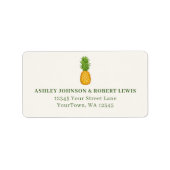 Pineapple Tropical Coastal Beach Retro Wedding Etiket (Voorkant)