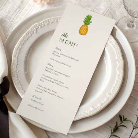 Pineapple Tropical Coastal Wedding Dinner Menu