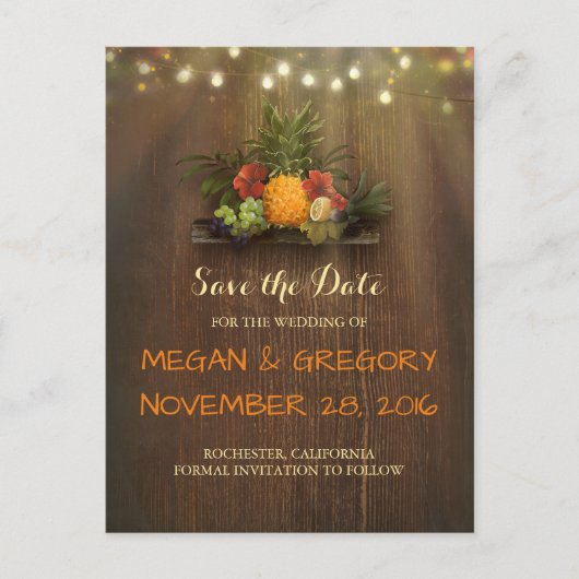 Pineapple Tropical Luau Beach Bewaar de datum Aankondigingskaart (Voorkant)