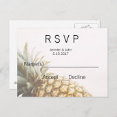 Pineapple Tropical RSVP-kaarten Uitnodiging Briefkaart (Voorkant / Achterkant)