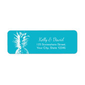 Pineapple Turquoise Tropical Wedding Etiket (Voorkant)