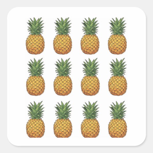 Pineapple  vierkante sticker (Voorkant)