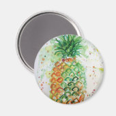 Pineapple Watercolour Art Lime Green Magnet (Recto/Verso)