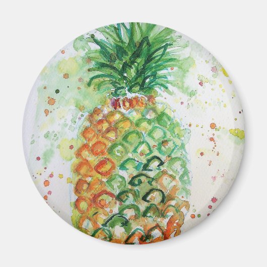Pineapple Watercolour Art Lime Green Magnet (Devant)