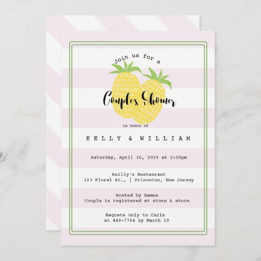 Pineappy Couple Tropical Couple Shower Invitation (Devant / Derrière)
