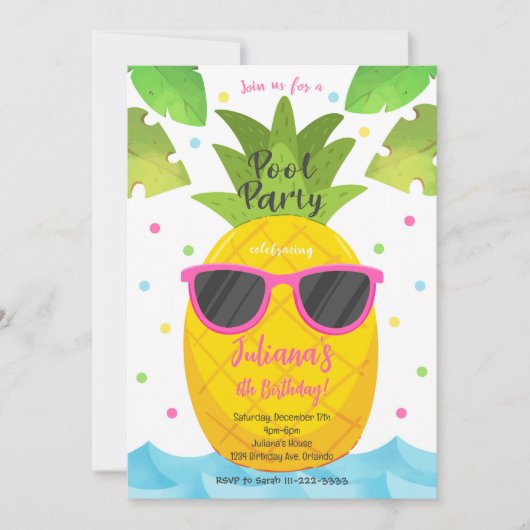 Pineappy Pool Party Anniversaire Invitation (Devant)