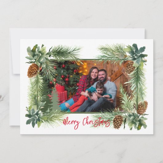 Pinecone 1-foto 5x7 plat feestdagenkaart (Voorkant)