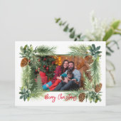 Pinecone 1-foto 5x7 plat feestdagenkaart (Staand voorkant)