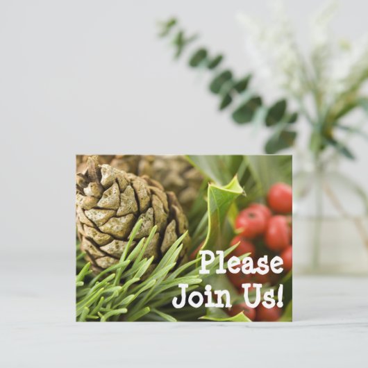 Pinecone avec Holly Custom Christmas Invitations (Debout devant)