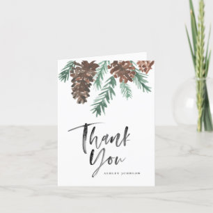 Pinecone Bedankt Brush Script Gevouwen Kaart