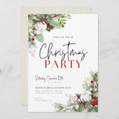 Pinecone Blooms Noël Fête Invitation (Devant / Derrière)