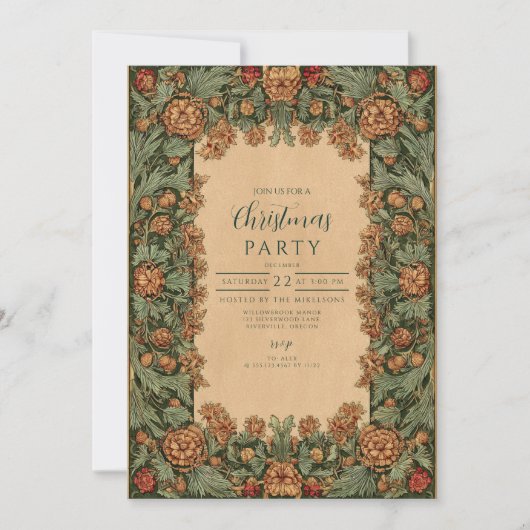 Pinecone Botanische Kerst Kaart (Voorkant)