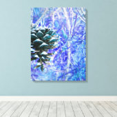 Pinecone de Noël Bleu - Toile Enveloppée (Insitu (Plancher de Bois))