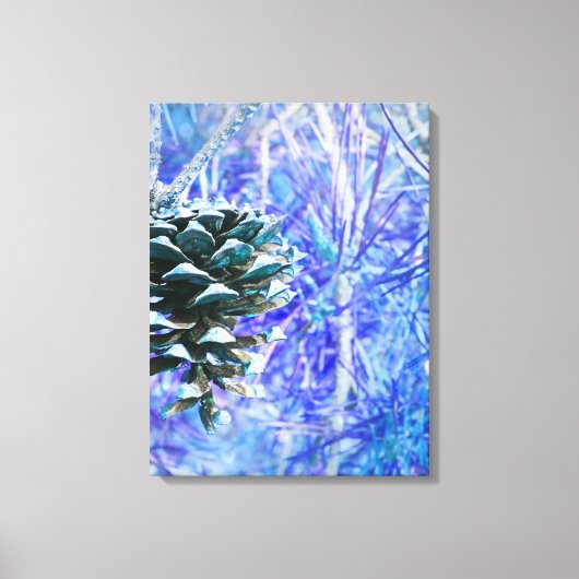 Pinecone de Noël Bleu - Toile Enveloppée (Recto)