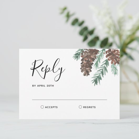 Pinecone d'hiver | Réponse RSVP de mariage (Debout devant)