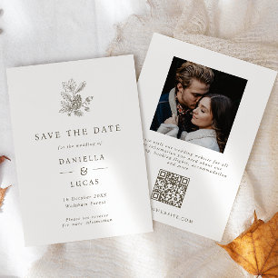 Pinecone & eikels Fall Trouwfoto QR-code Save The Date
