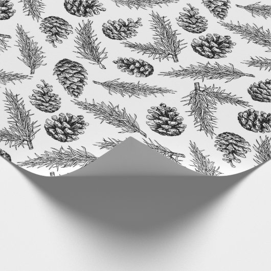 Pinecone en fir-kerstpatroon. Winter Cadeaupapier (Hoek)