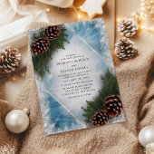 Pinecone en Frost Winter Wedding Kaart