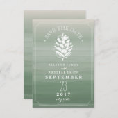 Pinecone Green Waterverf Wedding Save the Date (Voorkant / Achterkant)