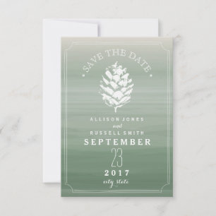 Pinecone Green Waterverf Wedding Save the Date